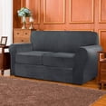 thumbnail image 3 of Subrtex 3-Piece Velvet High Stretch Sofa Cover Slipcover, Separate Cushion Covers(Gray, Loveseat), 3 of 7
