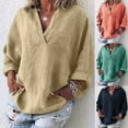 thumbnail image 2 of Yuncity Linen Shirt Women Casual Loose Cotton Short Sleeve T-Shirt S-2Xl, 2 of 5