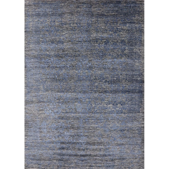 Ahgly Company Indoor Rectangle Mid-Century Modern Purple Navy Blue Oriental Area Rugs, Swatch Sample