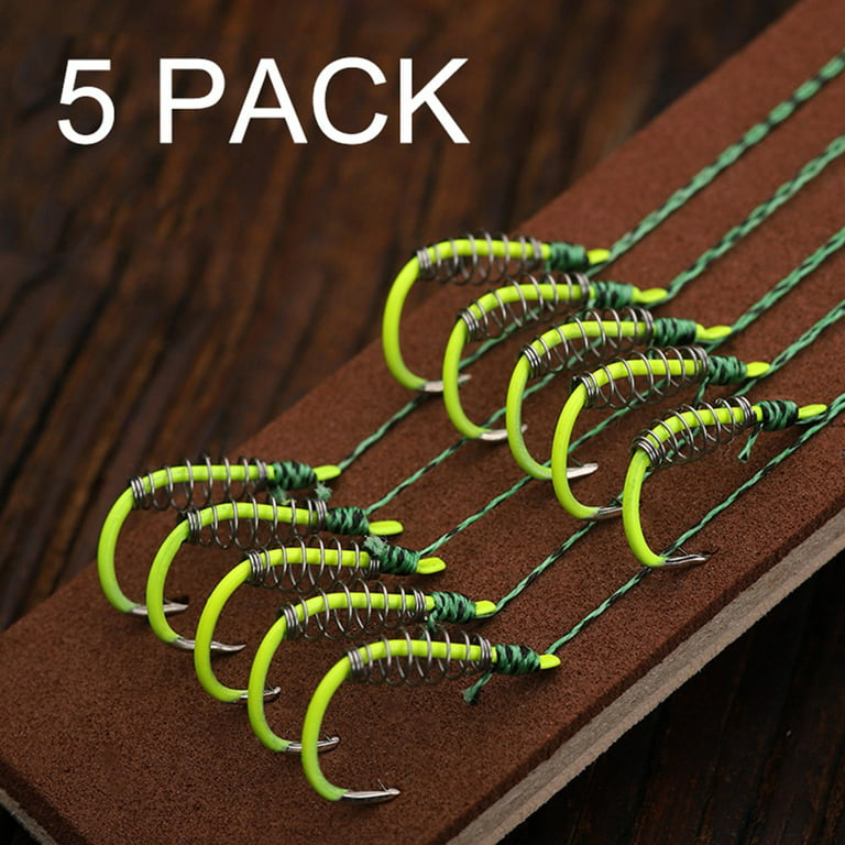 YLLSF 5 Pack Luminous Barbed Fishing Hook Line Rigs Saltwater