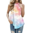 thumbnail image 4 of Xyxonk Womens Tank Tops Loose fit Plus Size Casual Work Round Neck Tank Tops Cute Tie Dye Print Sleeveless Summer Shirts Beach Vacation Clothes Pink XL, 4 of 5