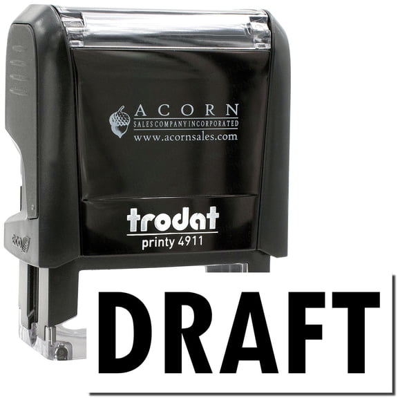 Self-Inking Draft Stamp, Trodat Printy 4911, Press and Print Stamping, Impression Size 5/8" x 1-1/2", Up to 10,000 Impressions - Black Ink