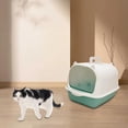 thumbnail image 6 of Hooded Cat Detachable Durable Cat Litter Tray Enclosed Cat Toilet Green White, 6 of 8