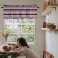 thumbnail image 6 of Stripe Window Valances for Kitchen, Red Navy Blue Contrast Abstract Rod Pocket Valances Windows Treatments Curtains for Living Room Bathroom Bedroom Decoration 54" x 18", 6 of 8