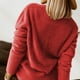 thumbnail image 4 of Suéter Con Cuello En V, Tejido De Poliéster A Juego De Color Sólido, Cómodo Cárdigan Para Mujer, Lavado A Máquina, Manga Larga Para Trabajo De Oficina Para Uso Diario ANGGREK M rojo, 4 of 5