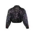 thumbnail image 3 of A2Y Women's Cropped Front Two Pocket Snap Quilted Padding Bomber Jacket Camo Grey M, 3 of 3