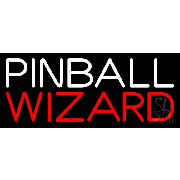 Pinball Wizard 1 LED Neon Sign 10 x 24 - inches, Black Square Cut Acrylic Backing, with Dimmer - Bright and Premium built indoor LED Neon Sign for wall décor, arcarde, and storefront.