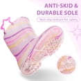 thumbnail image 4 of MOBYDICK Kids Toddler Light Up Rain Boots for Girls Waterproof Boots with Easy on Handles, Colorful Stripe, Size 2, 4 of 8