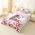 thumbnail image 2 of Catabedysis Rustic Botanical Floral Twin Comforter Sets For Girl,Retro Monogrammed E Design Bedding Set,Pink Reversible,2-Piece,1 Comforter and 1 Pillowcase, 2 of 7