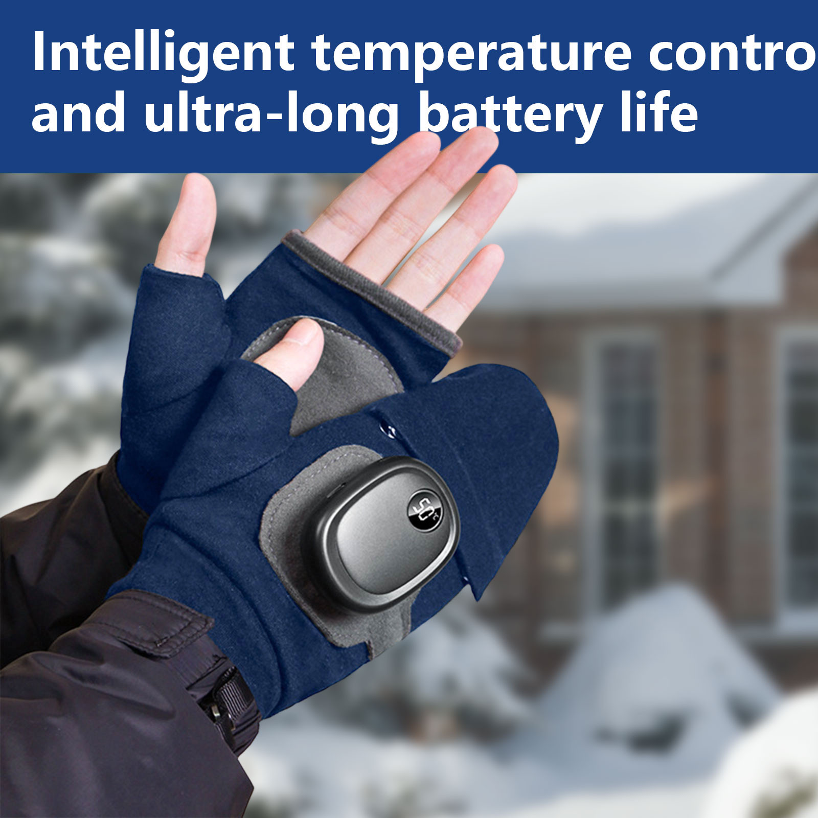Heated Gloves,Rechargeable Electric Hand Warmers with Upgraded Smart Thermostatic Control,3 Adjustable Temperature Fingerless Heating Gloves for Cycling,Outdoor Snow,Cold Weather