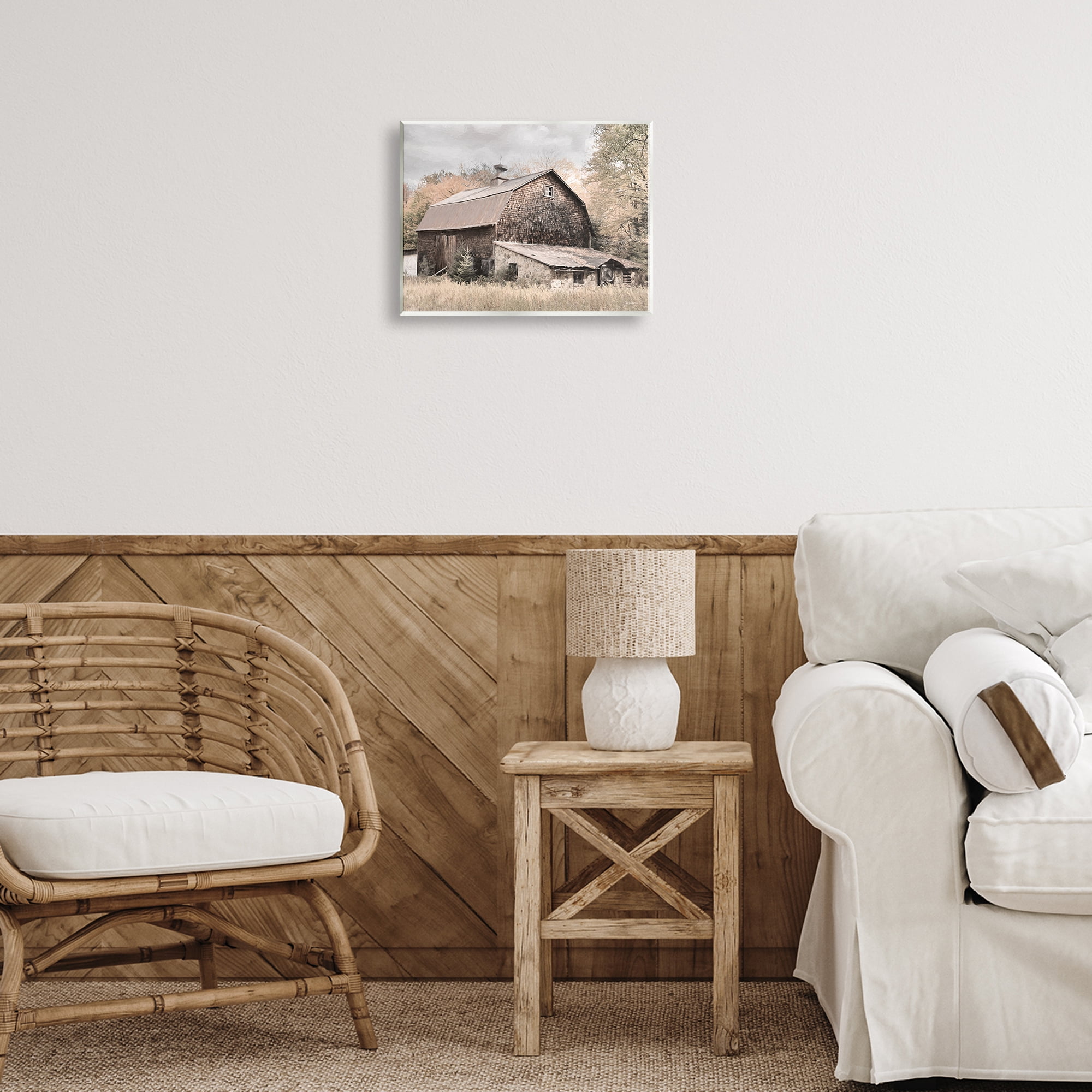 Stupell Industries Beige Rustic Barn Landscape & Nature Photography Unframed Art Print Wall Art, 14 x 11