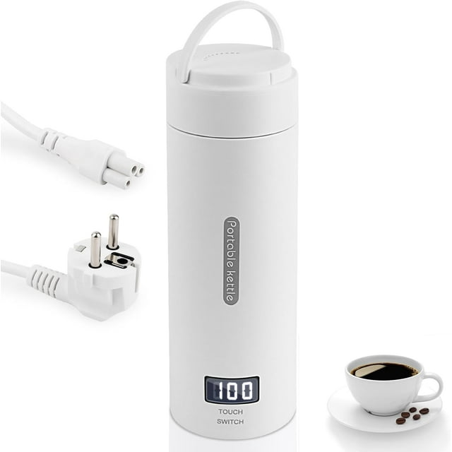 500ML Portable Electric Kettle, Electric Water Cup, Heated Travel Mug, with Temperature Control, Stainless Steel Kettle, 220V, Multiple Temperature Settings