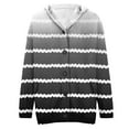 thumbnail image 4 of Womens Long Cardigan with Hood Fall Long Sleeve Striped Sweater Coats Strip Print Chunky Cable Knit Button Outerwear (Black S), 4 of 5