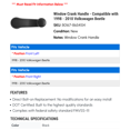 thumbnail image 2 of Window Crank Handle - Compatible with 1998 - 2010 Volkswagen Beetle 1999 2000 2001 2002 2003 2004 2005 2006 2007 2008 2009, 2 of 2