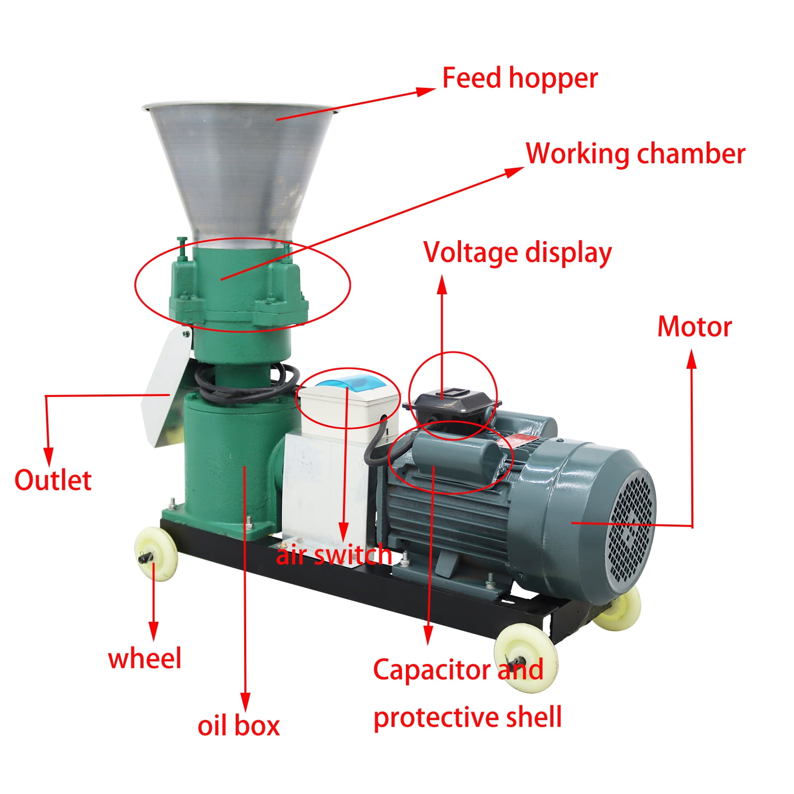 INTBUYING Farm Animal Feed Pellet Mill Machine 2MM Feed Granulator 4.5KW 220V