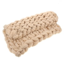 Raindrops Beige Handknitted Chunky Knit Throw Blanket Soft Warm Wool for Home Use