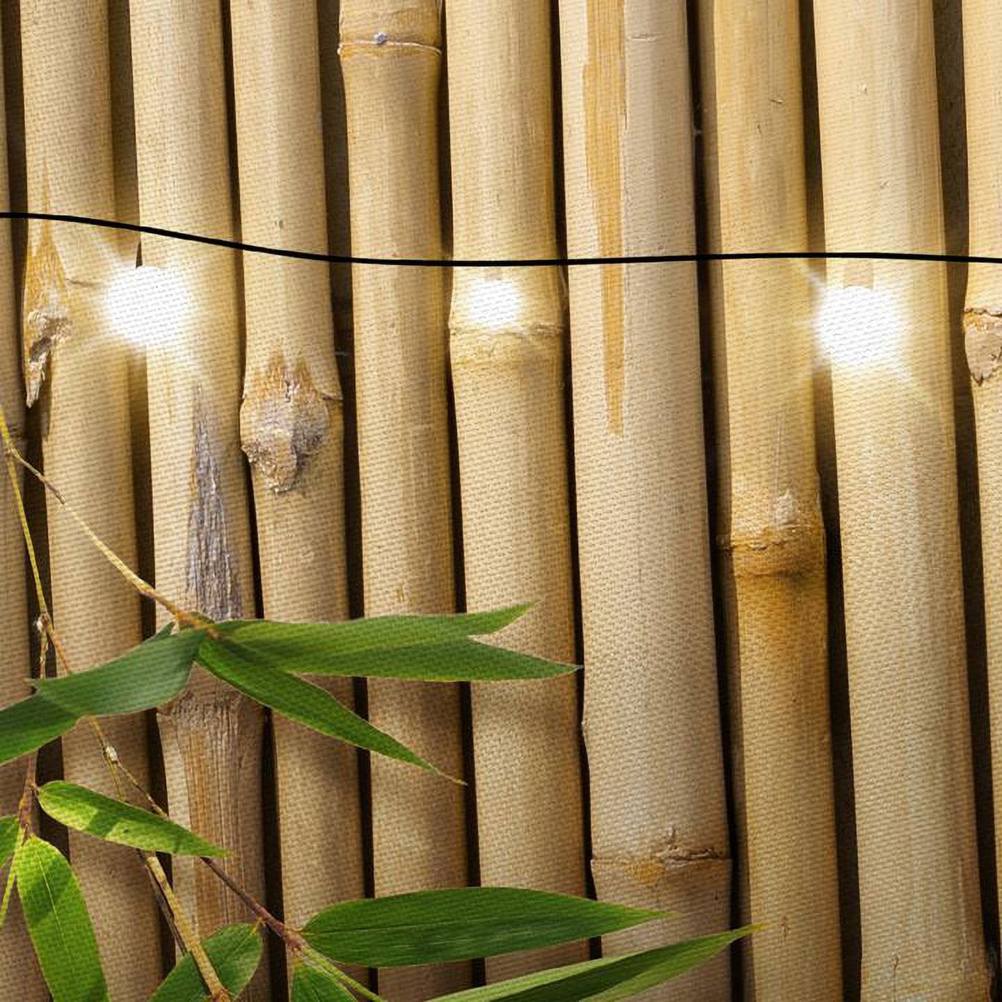 Bamboo Shower Curtain, Japanese 3D Shower Curtain Set for Bathroom, Nature Zen with Lights Fabric Shower Curtain Restroom Bathtub Decor Accessories with Hooks 72X 75 inch