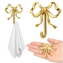 Hooks under $10 Gold Bow Knot Hooks Brass Bow Wall Hooks Door Hanger Towel Hooks Brass Coat Hooks Decorative Hooks For Bathroom Living Room Kitchen Decor