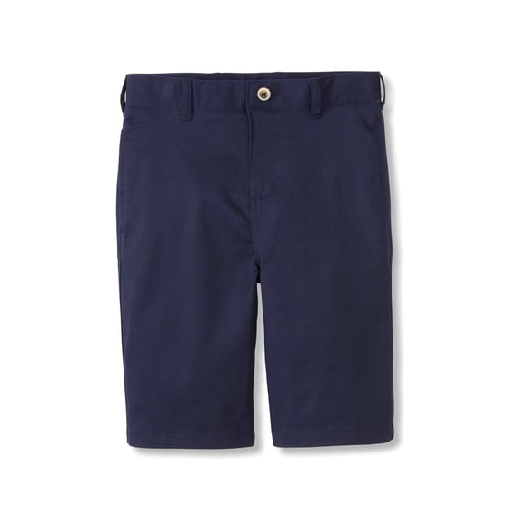 French Toast Boys' Adjustable Waist Flat Front Short, Navy, 12