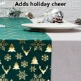 thumbnail image 5 of AuroraX Christmas Table Runner 108 Inches Long Green Gold Foil Snowflake Velvet Christmas Table Runner Xmas Winter Art Deco Dining Merry Table Runner Decoration for Home Party, 5 of 6