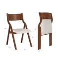 thumbnail image 5 of Sesslife Upholstered Folding Dining Chairs Set of 2, Modern Fabric Foldable Chairs with Padded Seats, Wooden Kitchen Chairs Space Saving for Dining Room, Kitchen, Bedroom, White+Walnut, 5 of 7