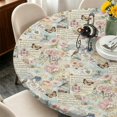 thumbnail image 4 of Pioneer Flower Floral Print Pattern Round Fitted Tablecloth with Elastic Edge, Waterproof Dining Table Cover for Indoor Outdoor Camping and Daily Use, 4 of 6