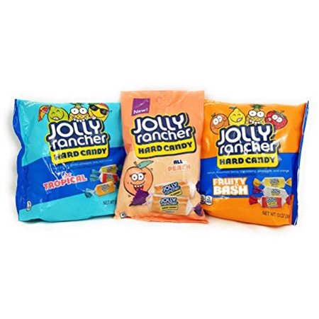 Jolly Rancher Hard Candy Variety Pack of 3 Hard to Find Fruity Flavors: One Peach (7 oz)  One Tropical (13 oz) and One Fruity Bash (13 oz) - 33 ounces total