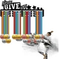 thumbnail image 7 of Never Give Up Medal Holder Sport Medals Display Hanger Decor Iron Metal Hanging Award Wall Mount for Home Badge Storage Running Soccer Gymnastics Swimming Over 60 Medals 15.7x5.9Inch Black, 7 of 7