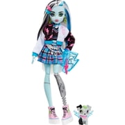 Collectible Monster High Doll, Frankie Stein with Blue & Black Streaked Hair in Signature Look with Fashion Accessories & Pet Dog Watzie