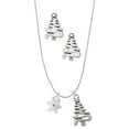 thumbnail image 1 of Delight Jewelry Silvertone Hexagram Star Silver tone Zig Zag Christmas Tree Charm Necklace and Stud Earrings, 1 of 4