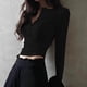 thumbnail image 5 of Suéter de punto con botones de color rojo vino para mujer, jersey ajustado de manga larga para otoño e invierno, ropa de calle para mujer 2024, prendas de punto básicas sólidas, 5 of 5