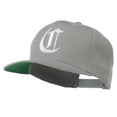 thumbnail image 2 of Large Old English C Embroidered Flat Bill Cap - Silver OSFM, 2 of 5