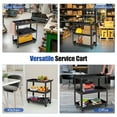 thumbnail image 5 of Gymax 3-Tier Rolling Tool Cart w/ 3 Spacious Shelves 4 Universal Wheels w/ 2 Brakes Black, 5 of 9