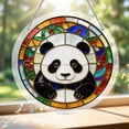 thumbnail image 5 of huayou Round Acrylic Stained Glass Suncatcher Puzzle, Cute Panda Colorful Floral Border Window Hanging Sign, Bright Sunlight Catcher Decor for Front Door Home Wall, 5 of 9