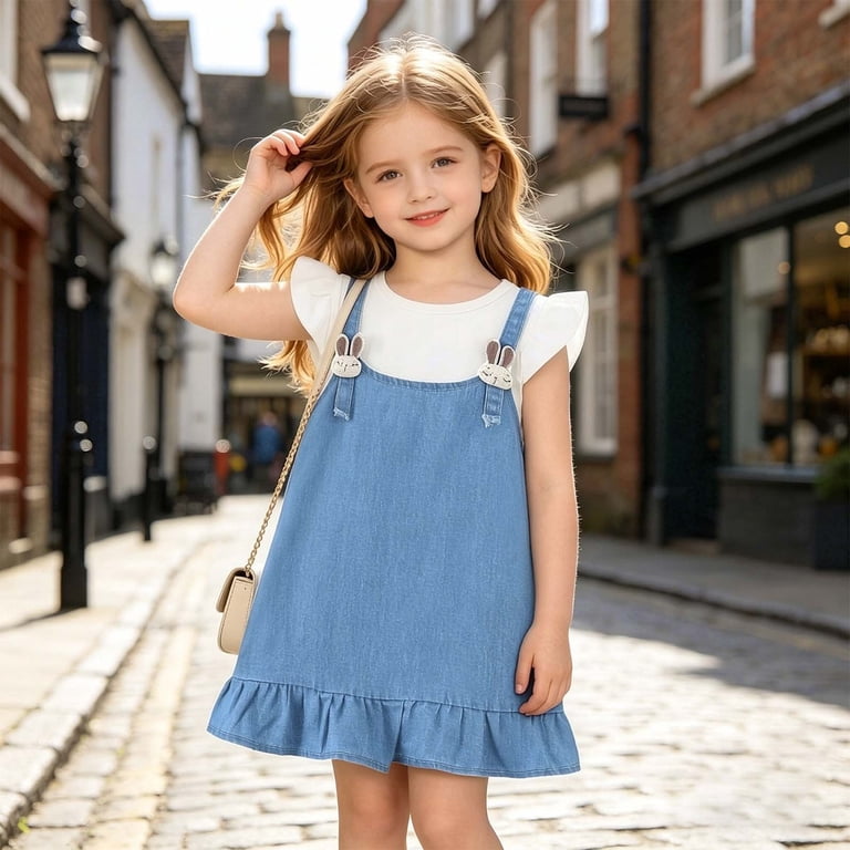 2t denim dress Otter Avenue Toddler Girl Zip-Up Denim Shirt Dress with Shapes 12M Blue