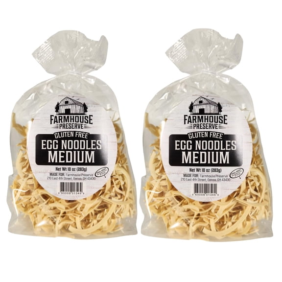 Farmhouse Preserve Gluten Free Medium Double Egg Yolk Noodles, 10 Oz - Made with Rice Flour, Pasta for Soup, 10 Ounce (Pack of 2)