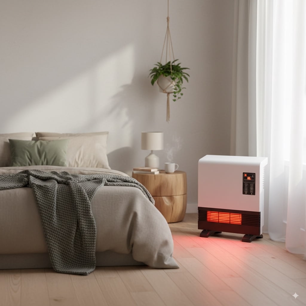 Wall Mounted Room Electric Heater with Standing Base, Energy Saving, Timer, 3 Modes, White