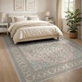 thumbnail image 3 of ODIKA 8'x10' Washable Area Rug Whimsical Vine Border Blush Dorm Pastel Nursey Oushak Pink Playful for King Size Bedroom Under Bed, Master Suite, Non-Shedding, Easy Care, 3 of 7