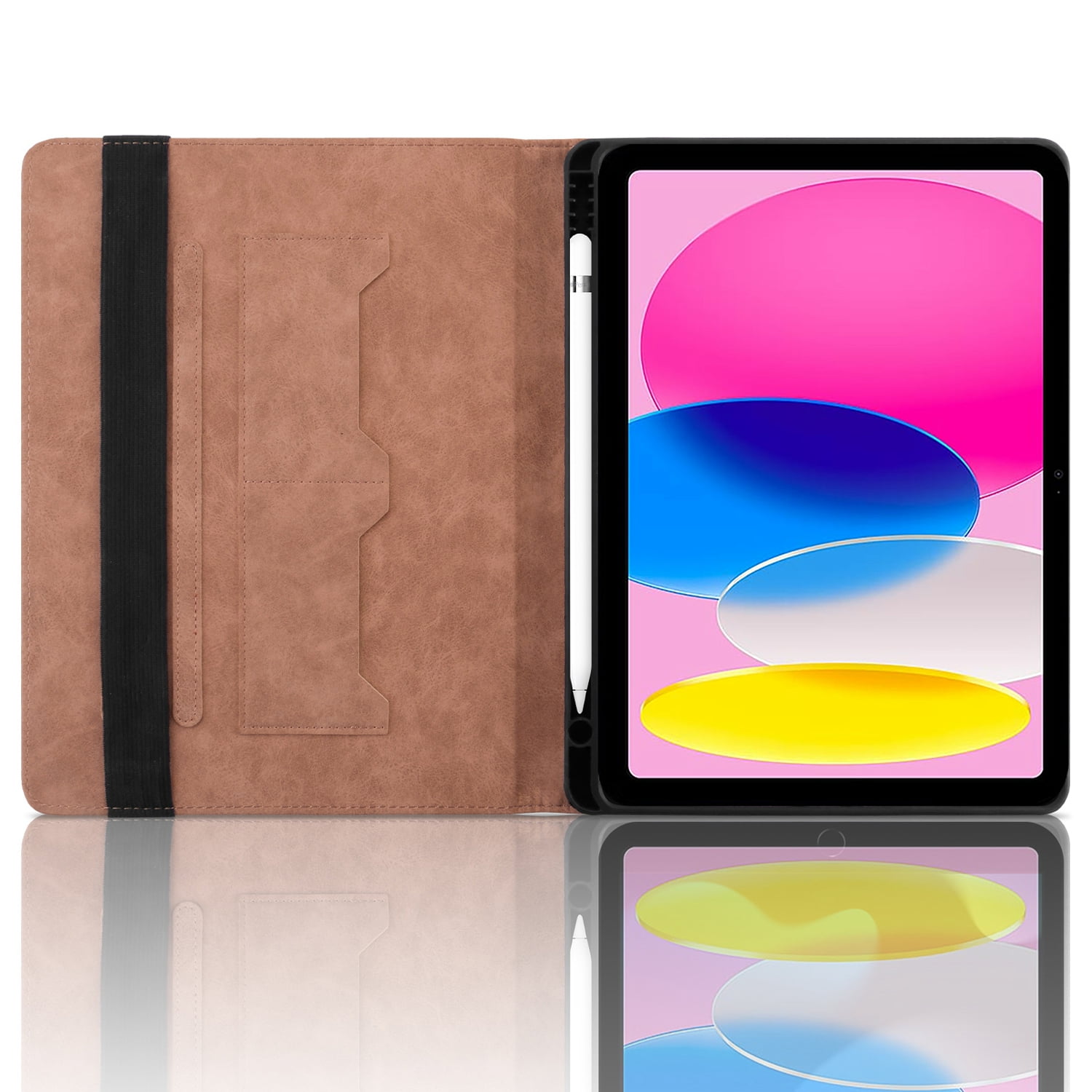 Decase for iPad A16 11th Generation Case 11 inch 2025 & iPad 10th Generation Cover 10.9" 2022 with Pencil Holder/Pockets,Auto Wake/Sleep,Folio Stand Embossed PU Leather Smart Wallet Shell,Brown