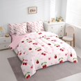 thumbnail image 3 of jejeloiu Cartoon Bow Cherry 7-Piece Twin Bedding Sets,Pink Cute Bowknot Bedding Comforter Set For Girls Kids Reversible, 3 of 8