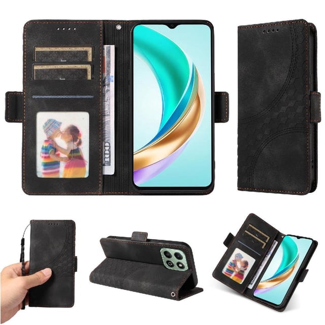 Funda GANGXUN para Honor X6C 4G con diseño acolchado elegante, cuero PU, protección total y ajuste preciso