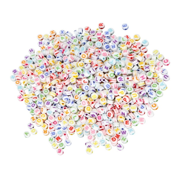 1200 Uds Cuentas del alfabeto para la fabricación de joyas cuentas redondas blancas acrílicas coloridas del alfabeto para pulseras collares llaveros fabricación de joyas ANGGREK Otros