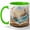 Green, variant on Lighthouse Ocean Storybook Coffee Mug, Sailboat Sea Waves Coastal Design, 11 oz Ceramic Cup