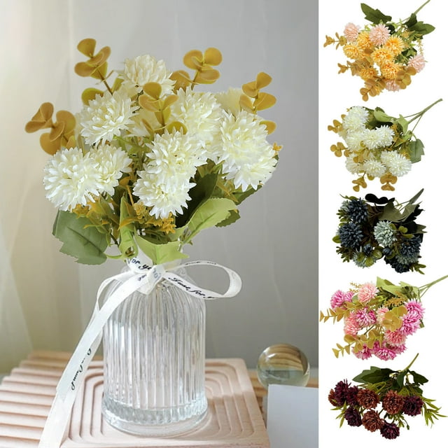 Cabeza De Crisantemo Artificial De Plástico Flores artificiales de plástico multicolor para decoración del hogar,flores falsas con pétalos realistas (multicolor,1 pieza) Rkxzt