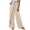 *Beige, variant on Women's Drawstring Split Skirt Pants,Summer Wide Leg Party Trousers For Women,Ladies High Waist Streetwear with Pockets,Khaki,S-2XL