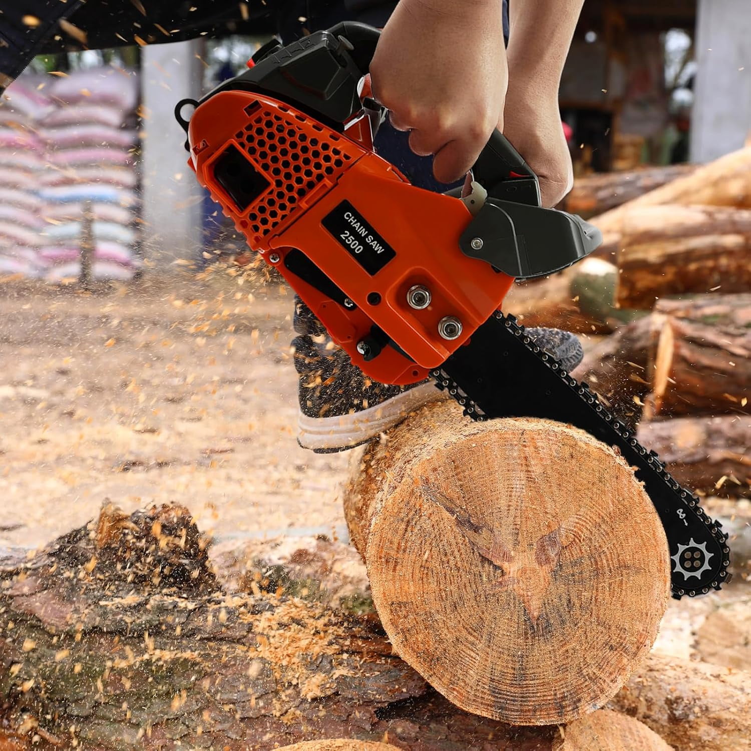 Miumaeov Top Handle Chainsaw 2-Stroke Engine Chainsaw High-Performance Wood Cutting Tool for Tree Pruning and Garden Maintenance