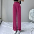 thumbnail image 3 of Kureaily Women's Solid Color Casual Wide Leg Pants High Waisted Suit Pants Draping Straight Floor Length Pants Work Casual Pants, 3 of 5