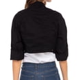 thumbnail image 6 of JuicyTrendz Women’s Cropped Denim Jacket – Button-Down, Long Sleeve, Stylish Cropped Stretch Coat Black L, 6 of 6