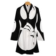 thumbnail image 4 of Dog Paws Hand Drawn Night Robe Long Sleeve V Neck Robe With Belt Women's Sleepwear Dresses, 4 of 9