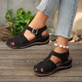 thumbnail image 3 of Fisherman Sandals for Women Splice T-Strap Closed Toe Cutout Slingback Walking Shoes Comfy Soft Sole Summer Wedges Black Size 7.5, 3 of 8